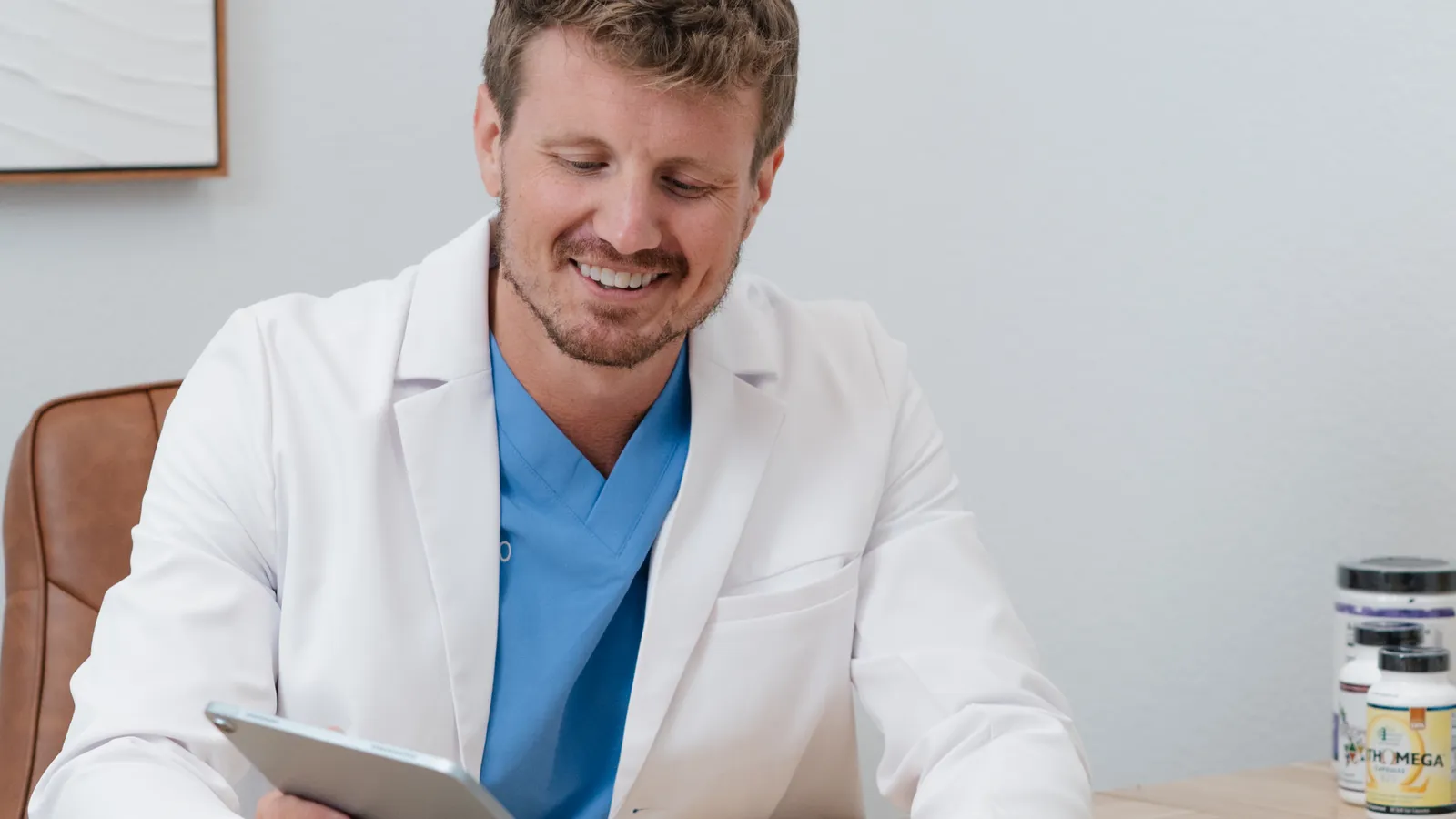 Man in private medical consultation about erectile dysfunction treatment